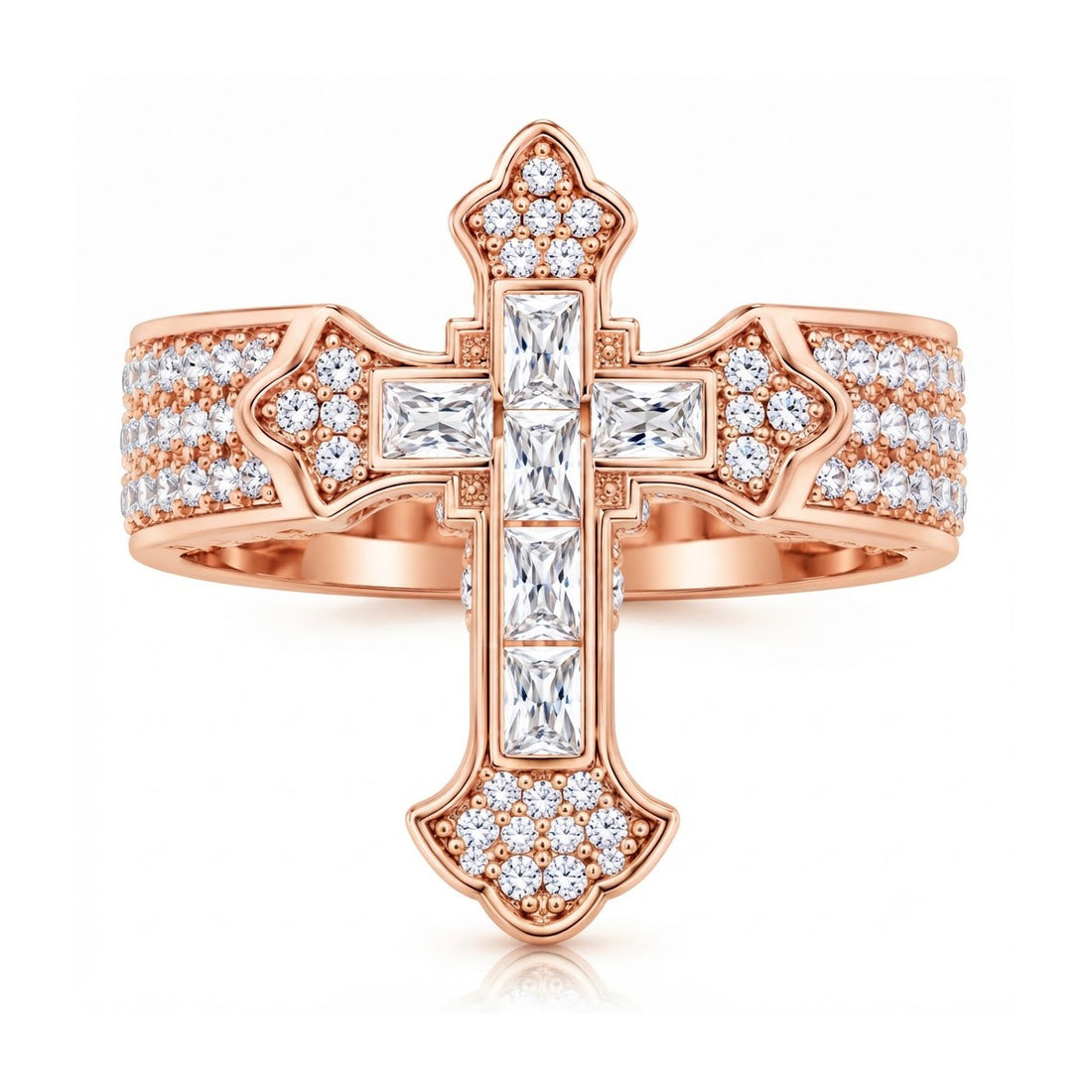 Fleur de Lis Cross Diamond Ring