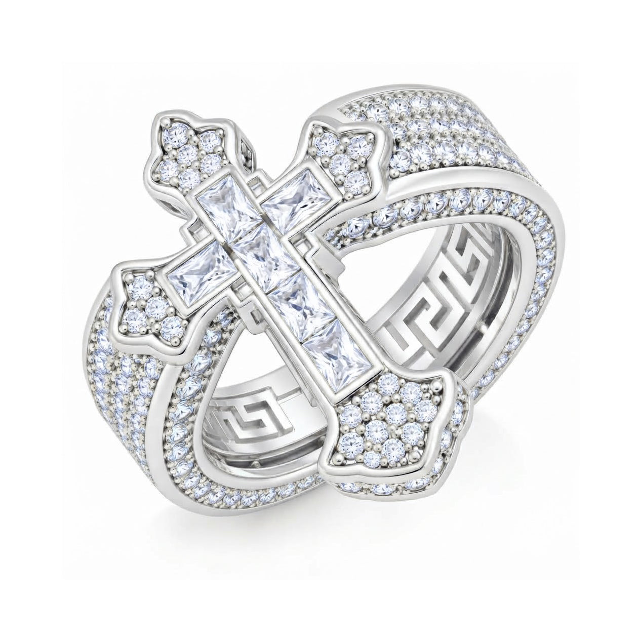 Fleur de Lis Cross Diamond Ring