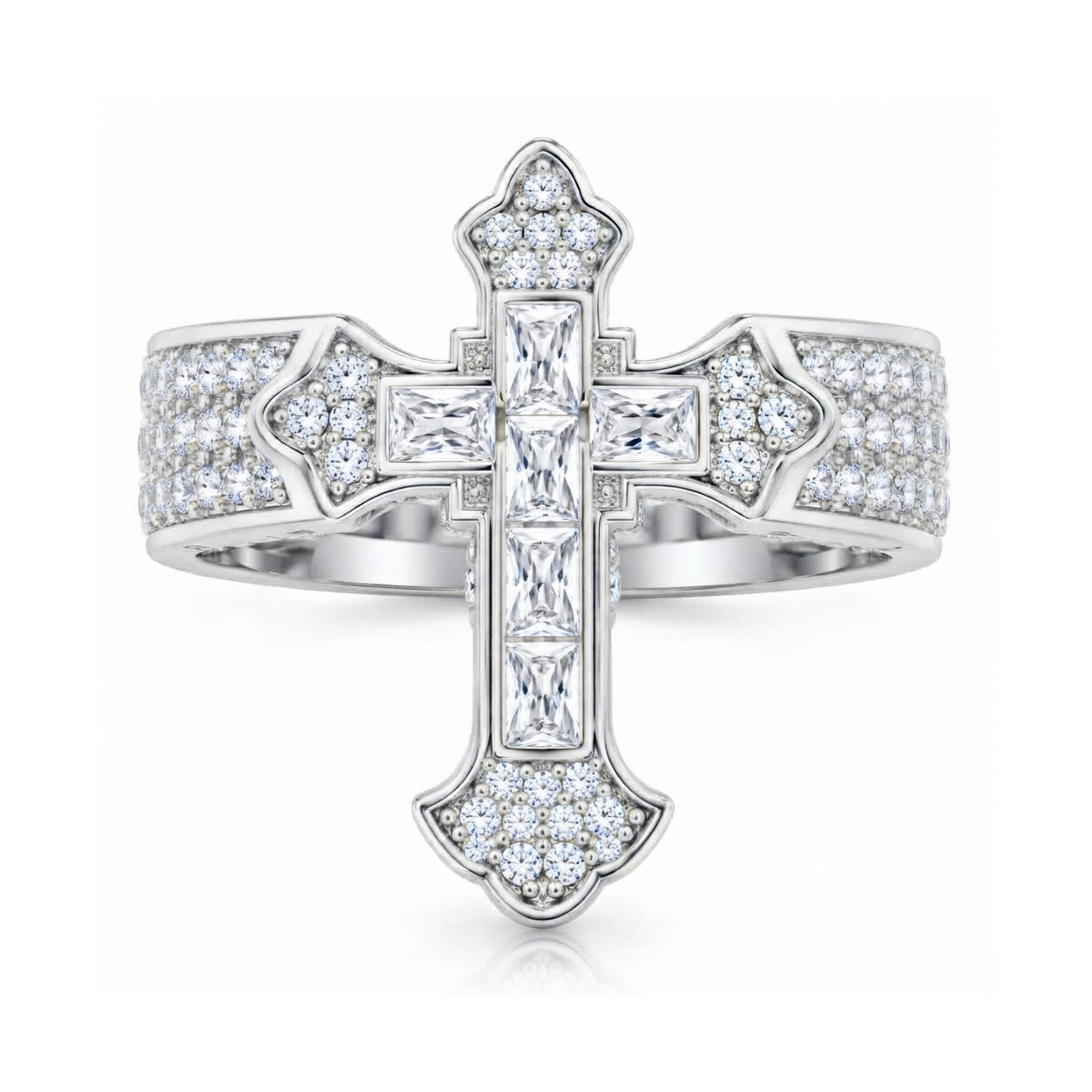 Fleur de Lis Cross Diamond Ring