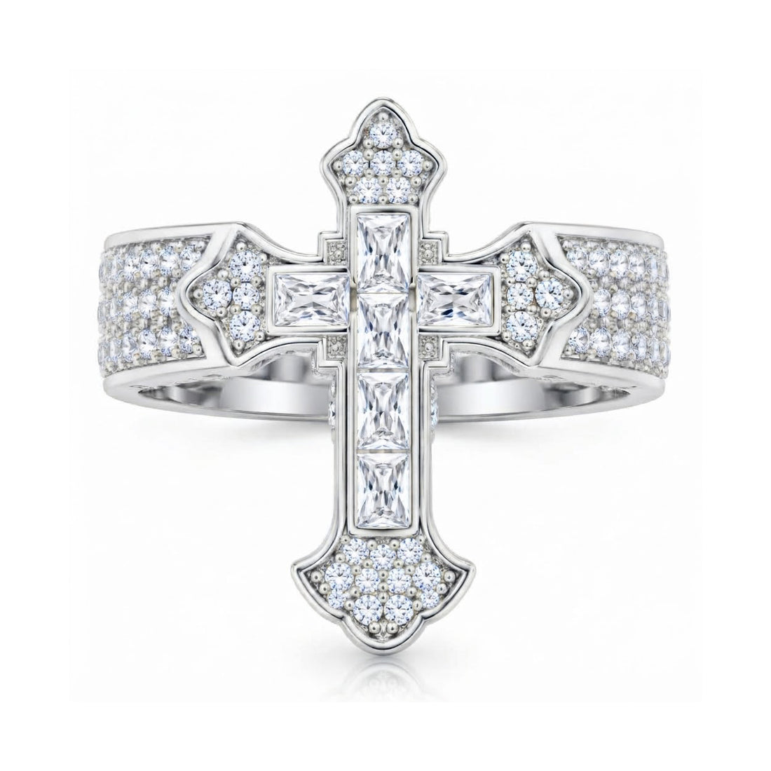 Fleur de Lis Cross Diamond Ring