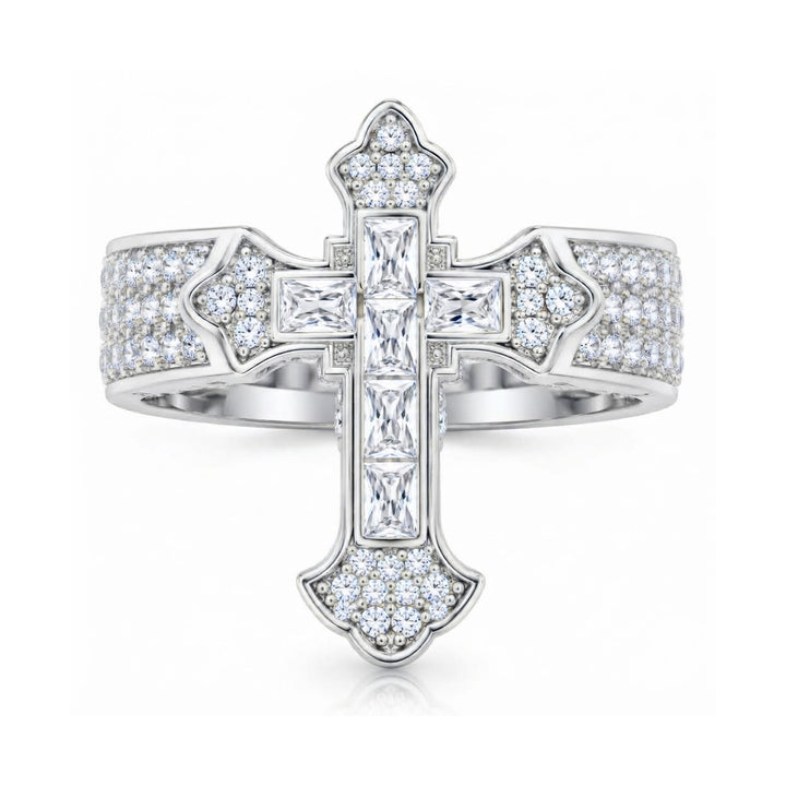 Fleur de Lis Cross Diamond Ring
