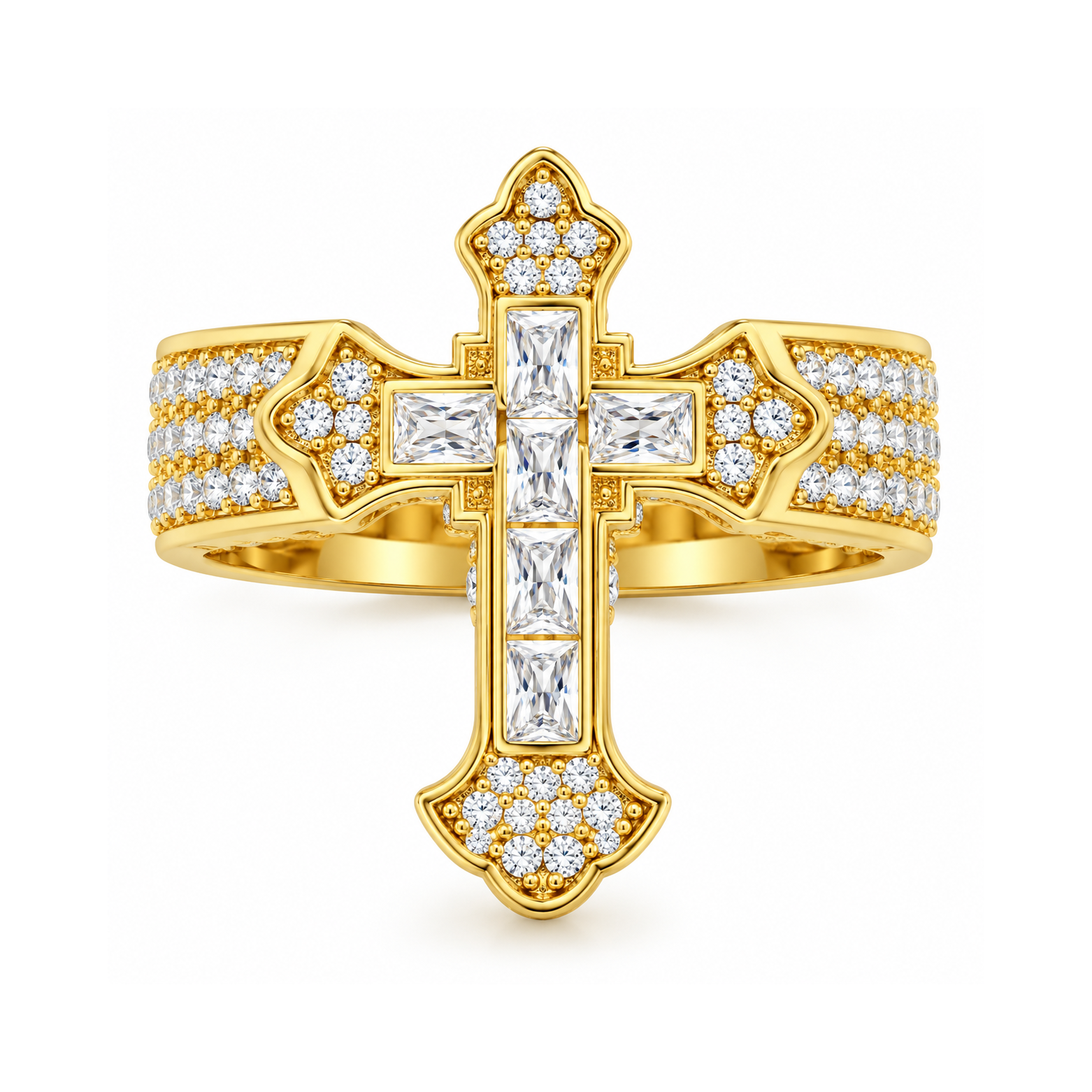 Fleur de Lis Cross Diamond Ring