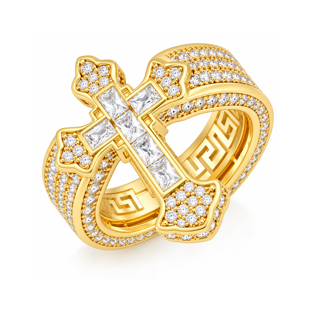 Fleur de Lis Cross Diamond Ring