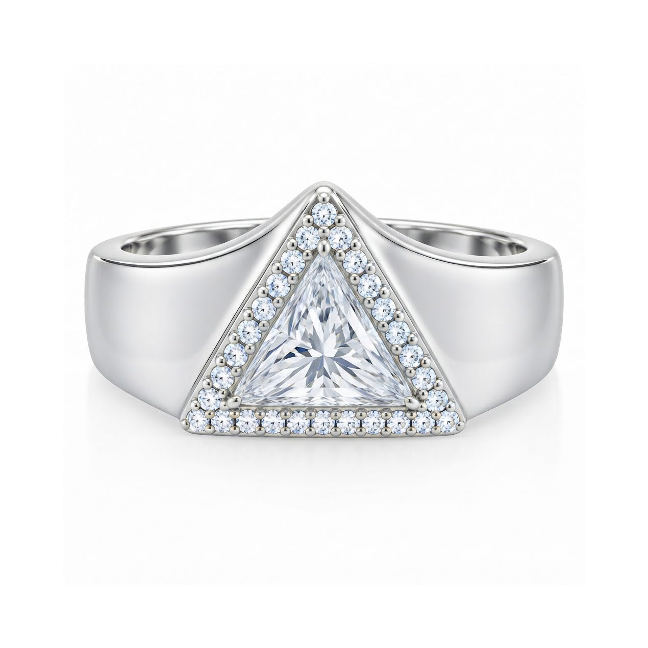 Trillion Cut Signet Diamond Ring
