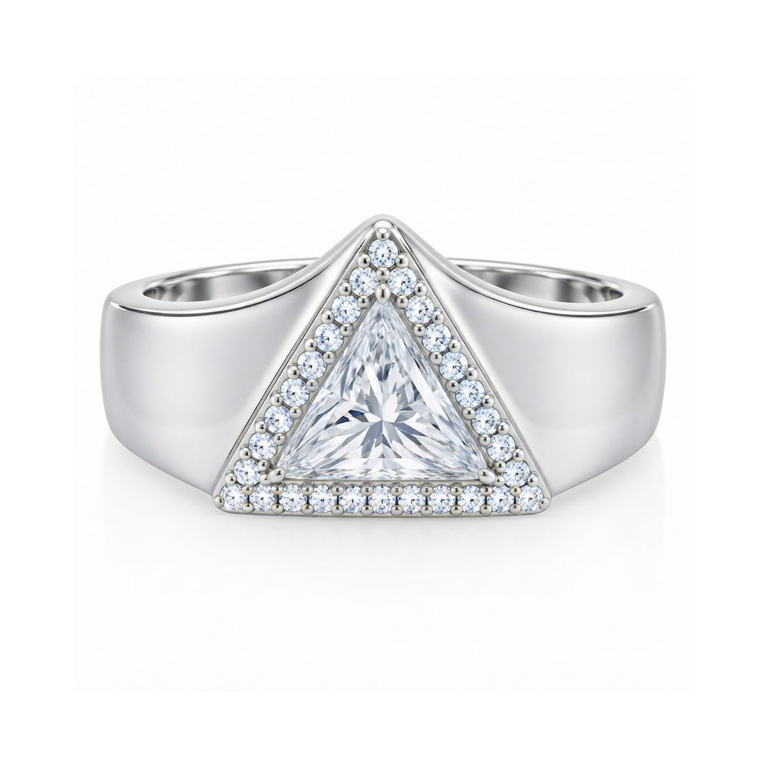 Trillion Cut Signet Diamond Ring