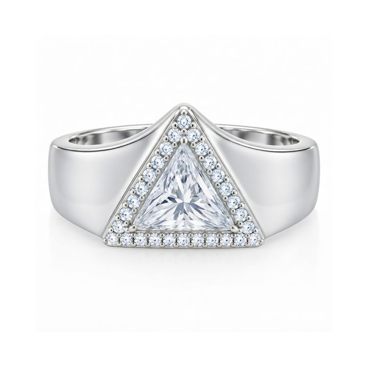 Trillion Cut Signet Diamond Ring