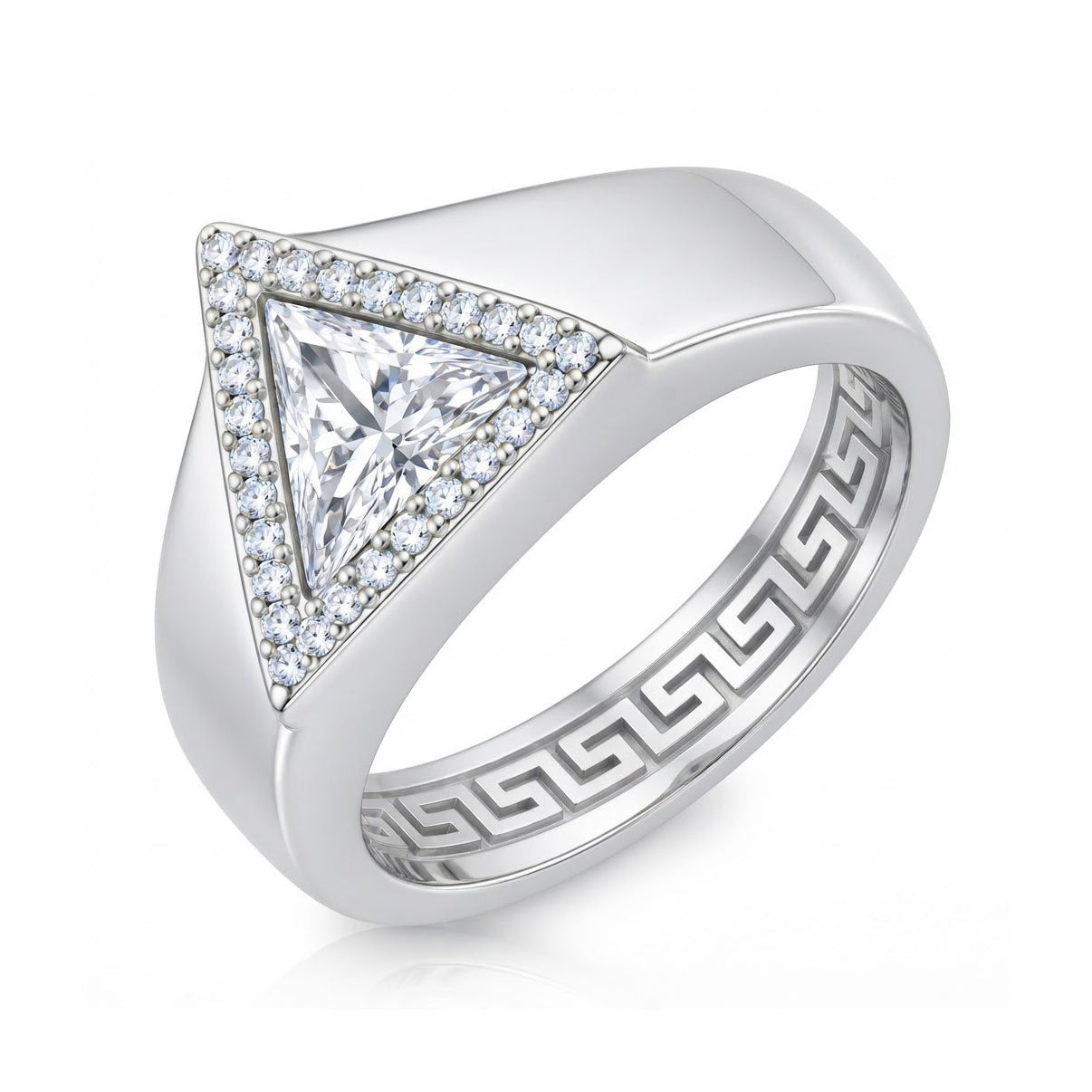 Trillion Cut Signet Diamond Ring