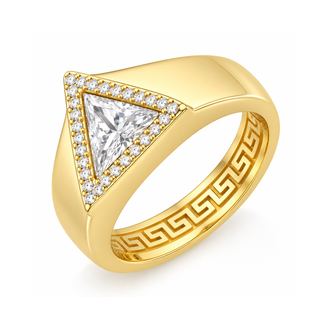 Trillion Cut Signet Diamond Ring