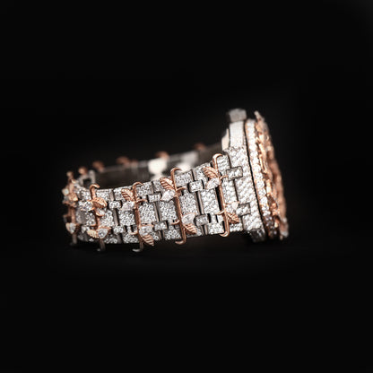 high end diamond watch with two tone finish and statement look