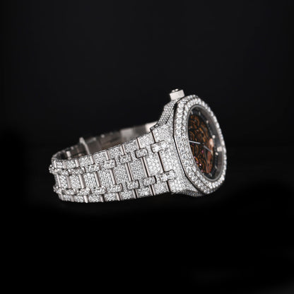 premium skeleton wristwatch with black dial and luxury diamond finish