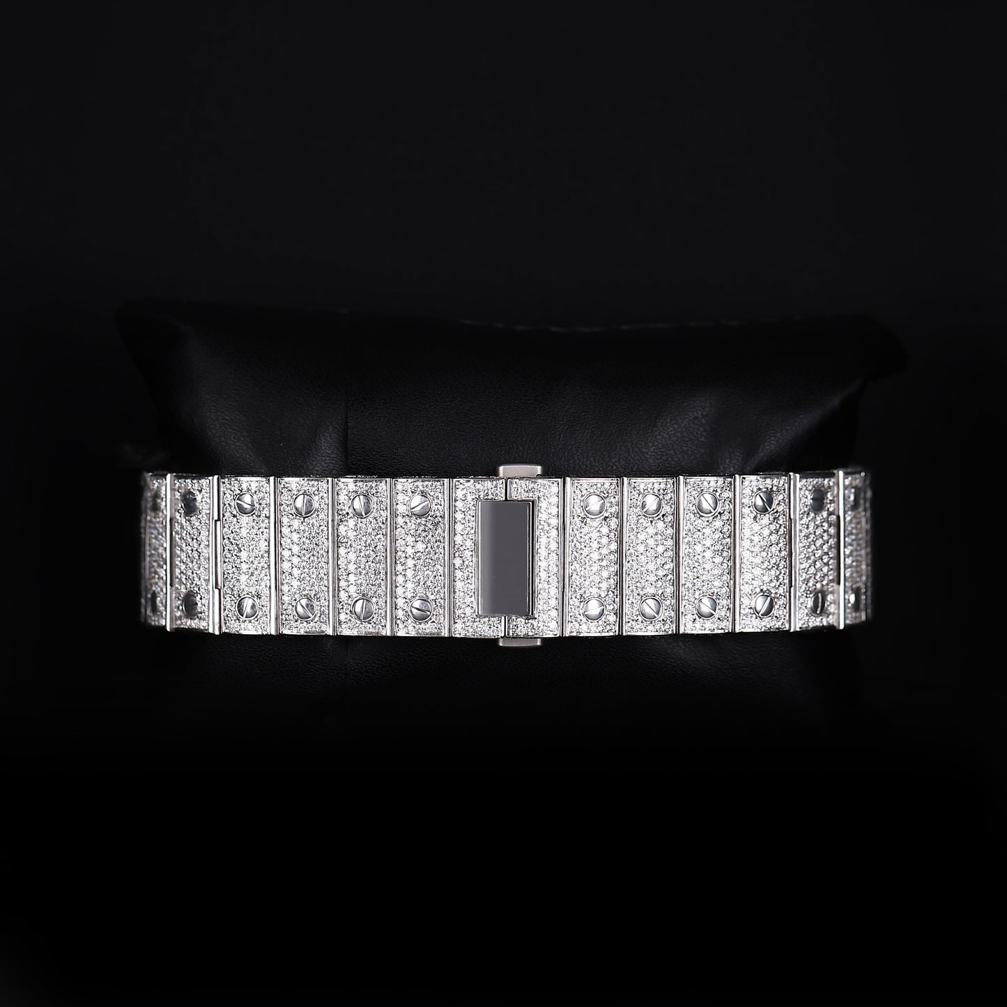 heavy iced out wristwatch with premium shine and detailed stone setting