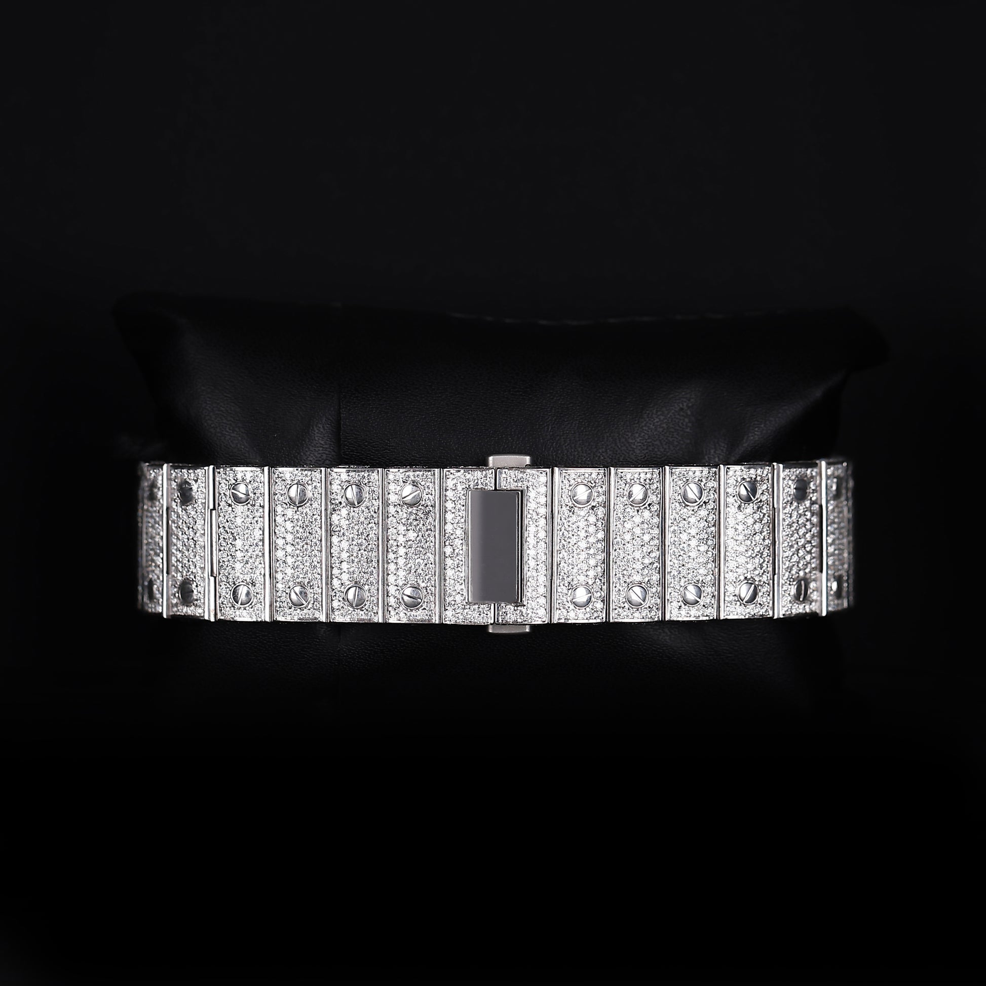 heavy iced out wristwatch with premium shine and detailed stone setting