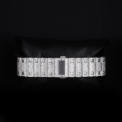 heavy iced out wristwatch with premium shine and detailed stone setting