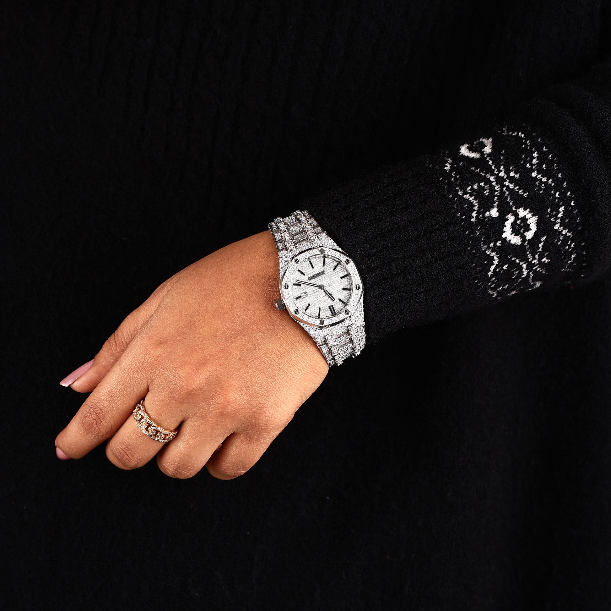 premium iced out womens watch with full diamond shine