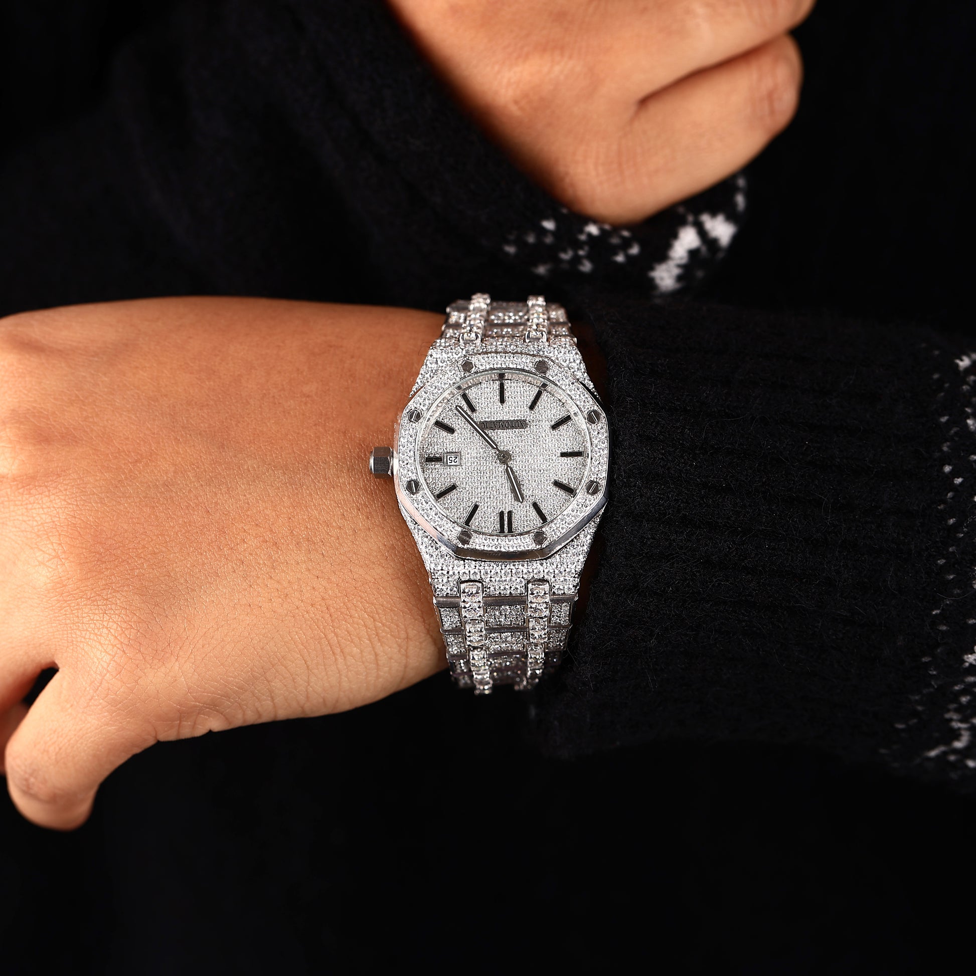 stylish ladies wristwatch with diamond setting and luxury look
