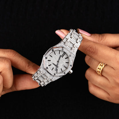 34mm iced ladies watch with diamond bezel and bracelet design