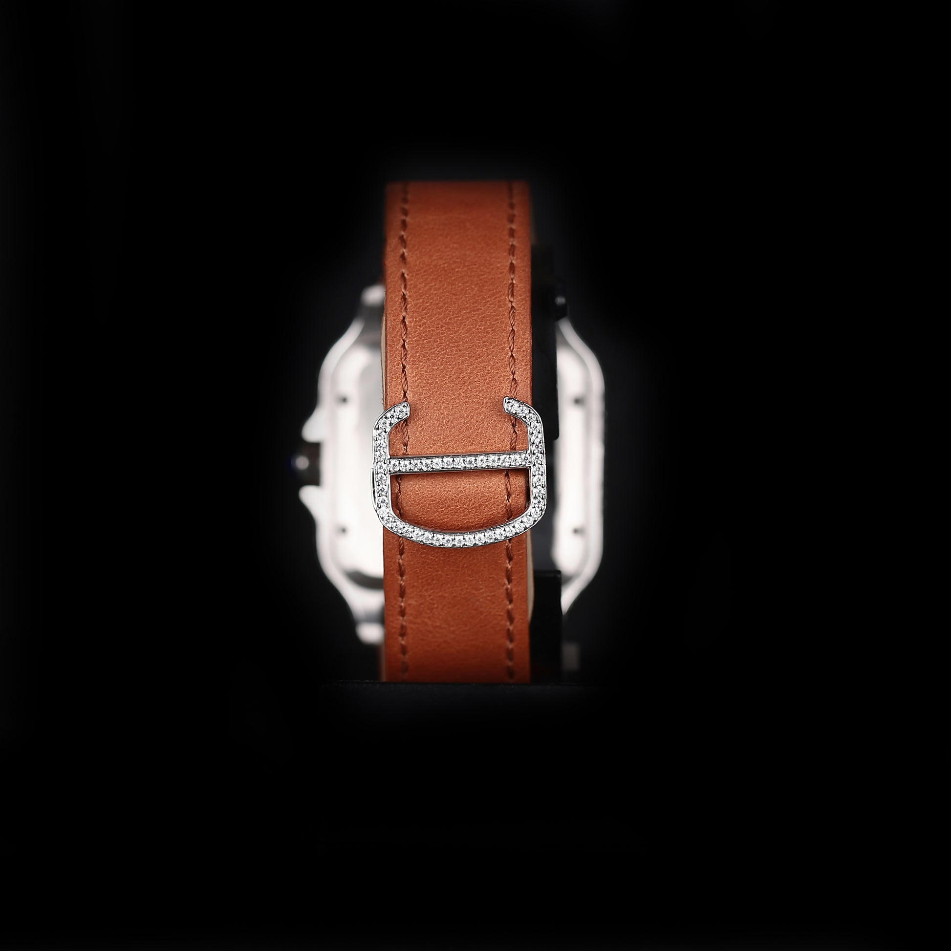 hip hop style iced watch with blue accents and clean square design