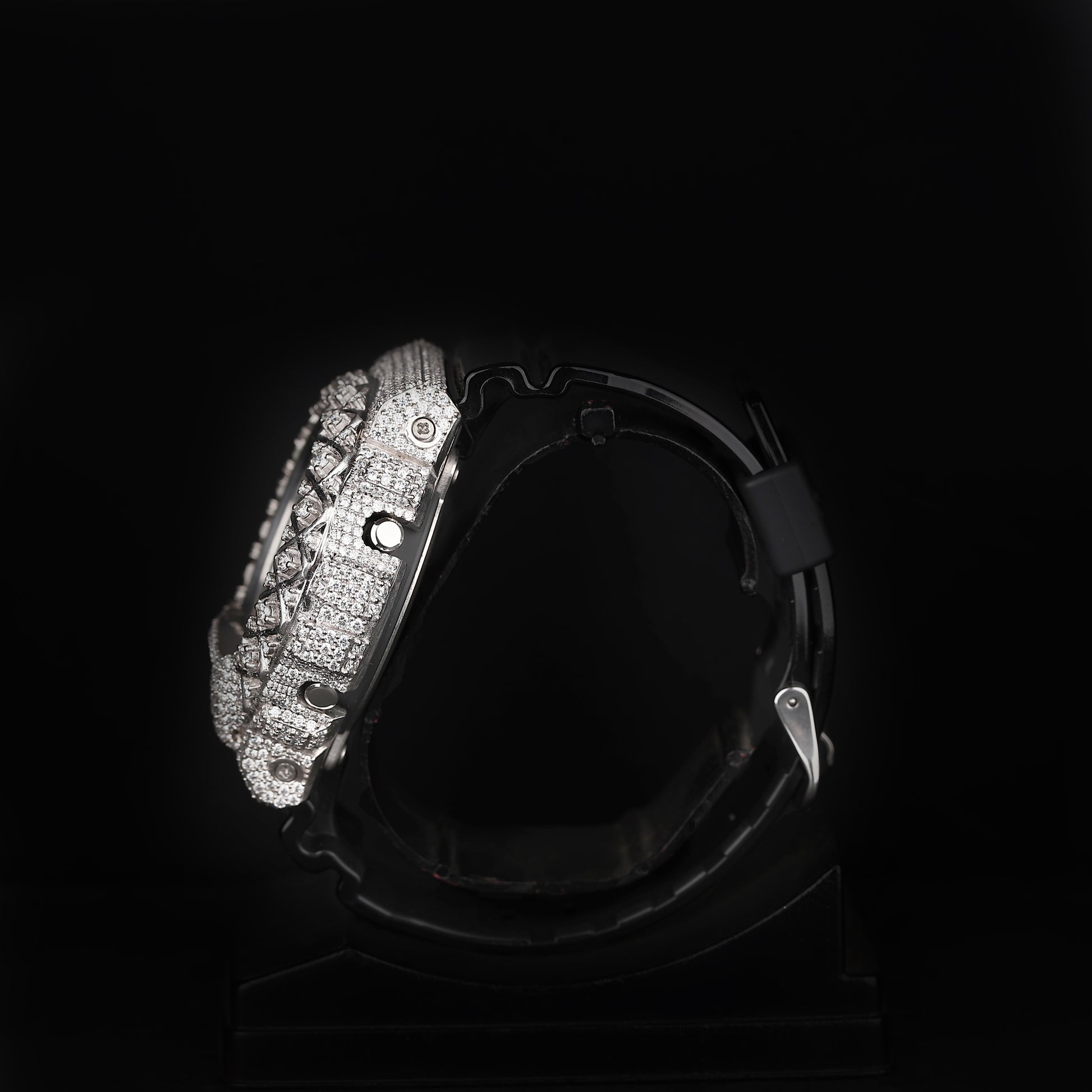 hip hop style digital watch with full diamond setting and led time display