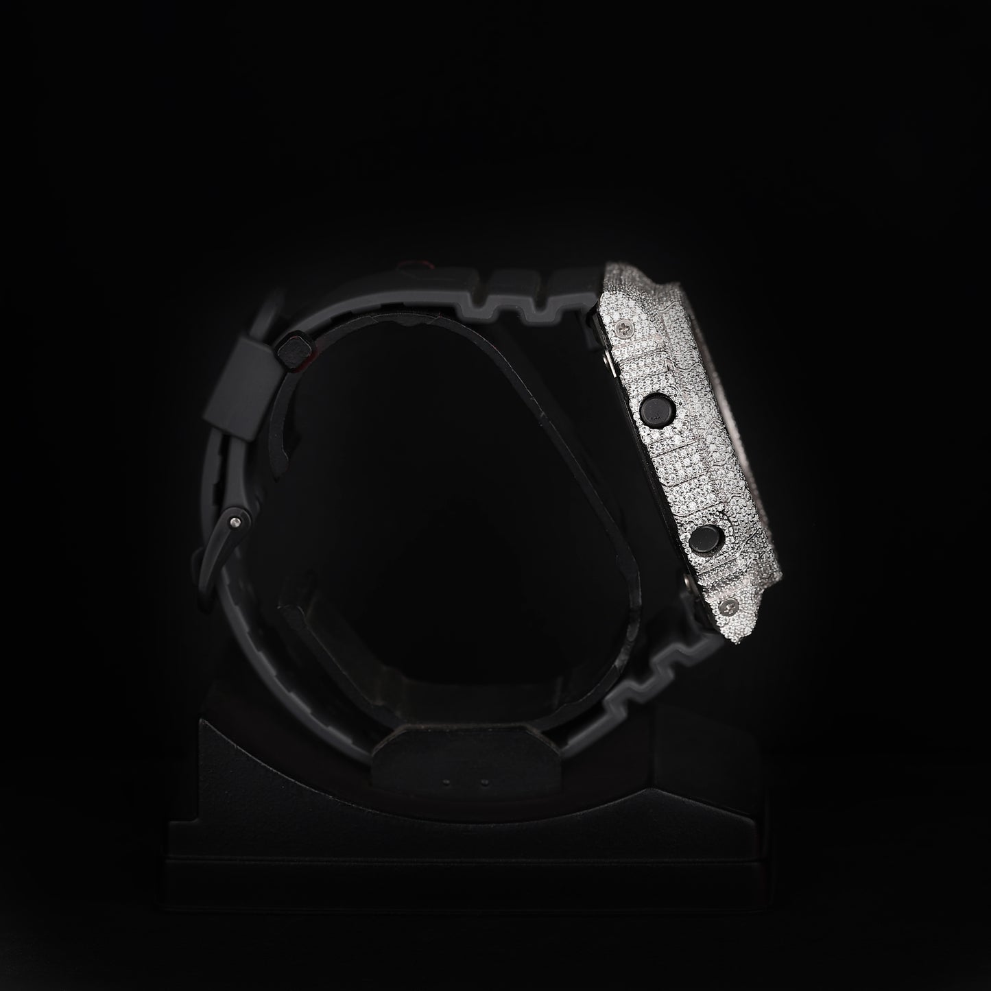 hip hop style digital watch with full diamond setting and led time display