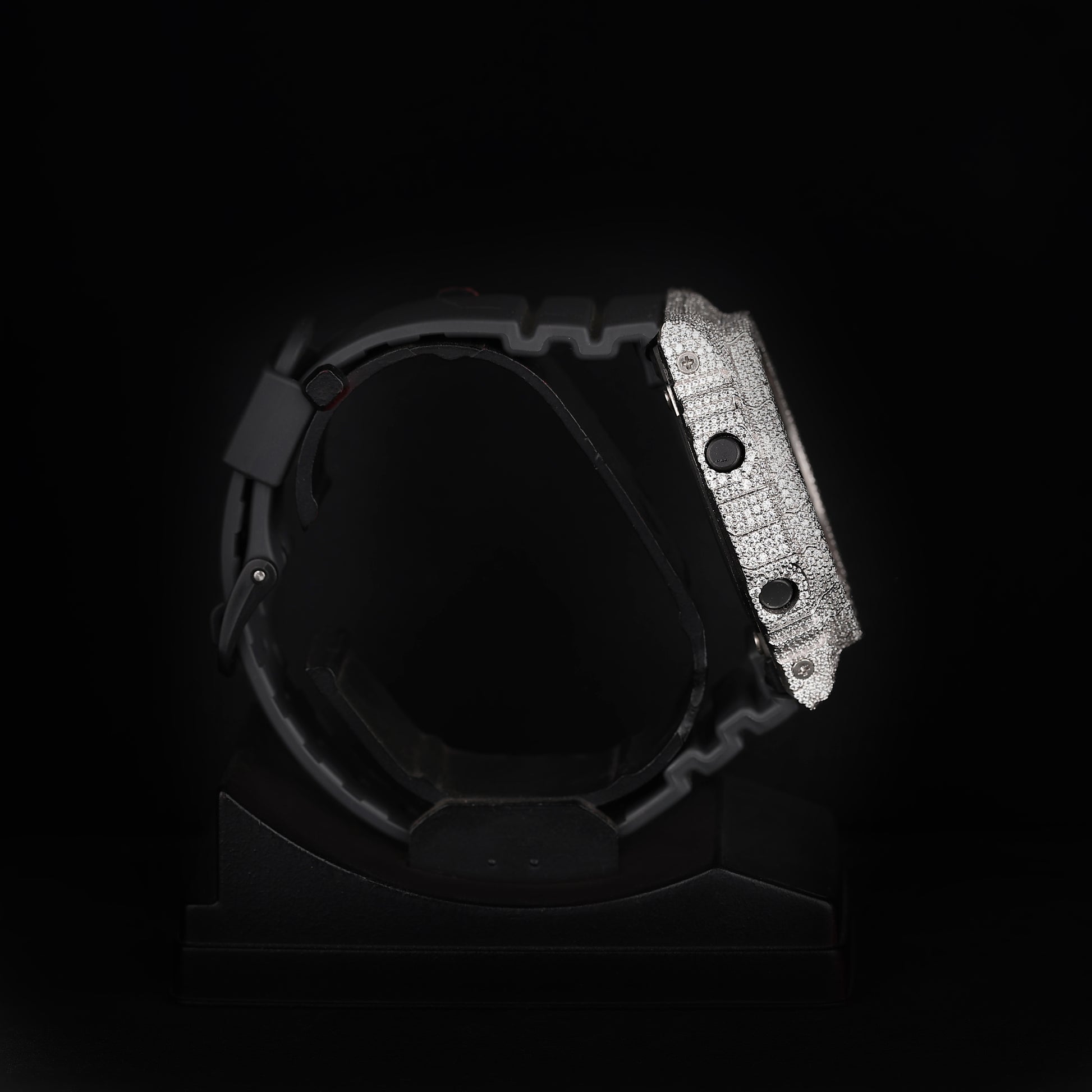 hip hop style digital watch with full diamond setting and led time display