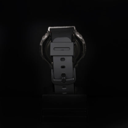 iced sport wristwatch with rubber strap and illuminated digital dial