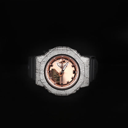 luxury moissanite digital watch with led display and iced bezel