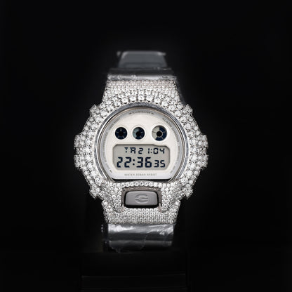 fully iced digital watch with diamond covered case and led display