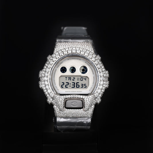 fully iced digital watch with diamond covered case and led display