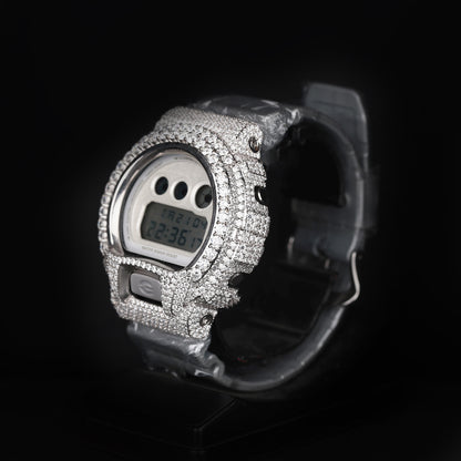 premium iced out watch with digital screen and full diamond shine