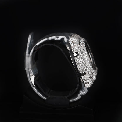 iced sport wristwatch with led display and luxury diamond finish