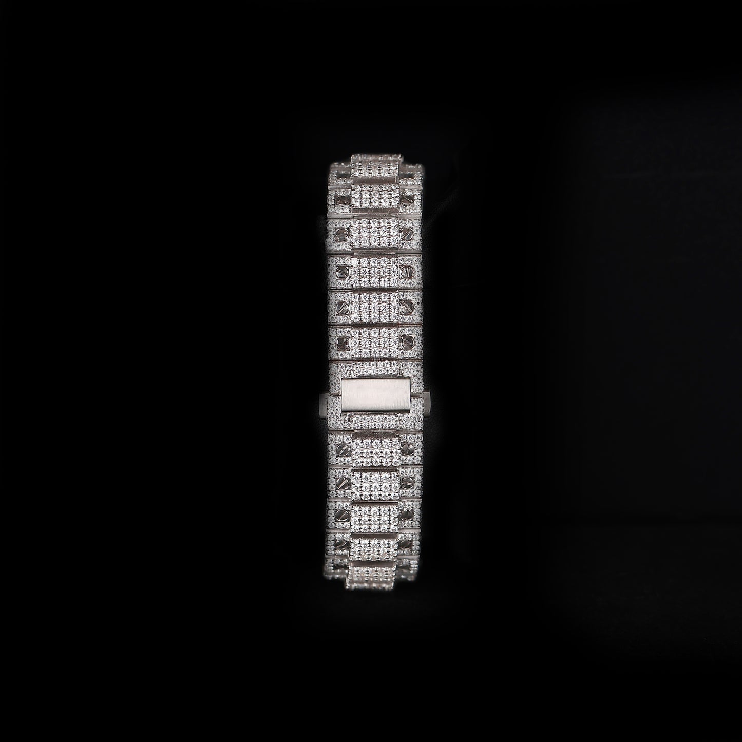 mens hip hop style iced out watch with rainbow dial and strong shine finish
