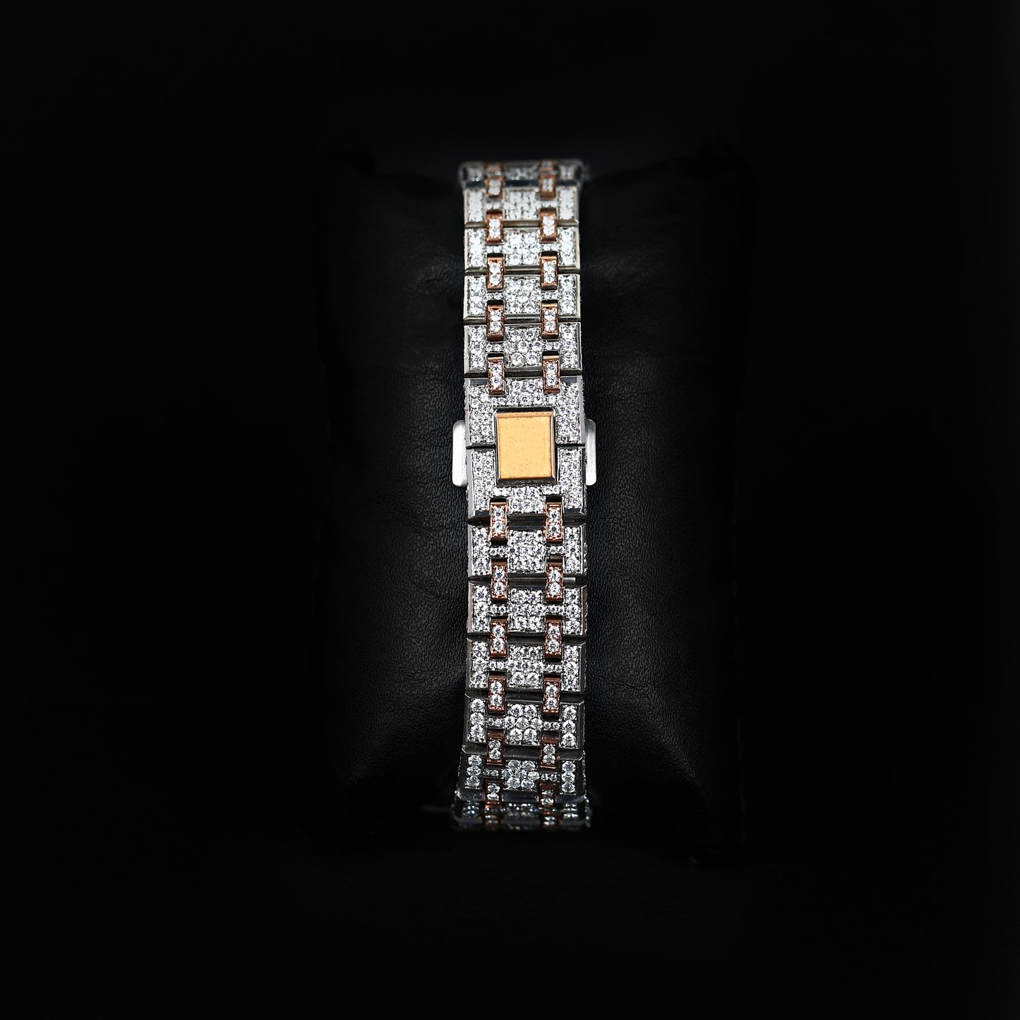 womens diamond watch with red dial and fully iced bracelet