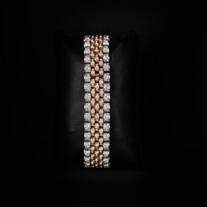 iced wristwatch with arabic numerals and luxury two tone finish