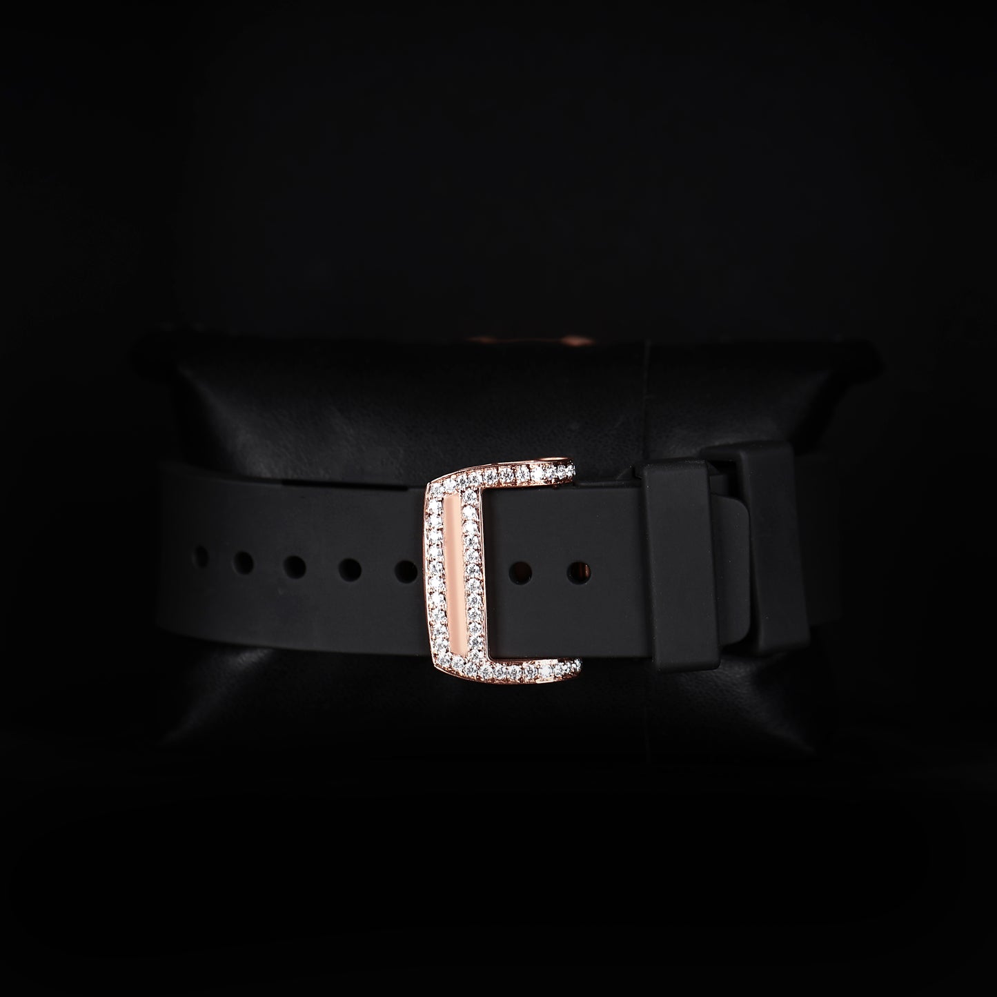 hip hop style chronograph watch with rubber strap and diamond setting