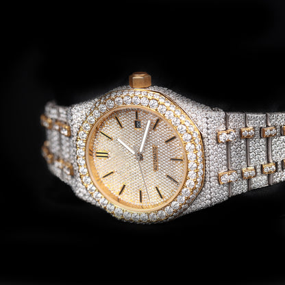 mens hip hop style iced out watch with full stones and clean dial finish