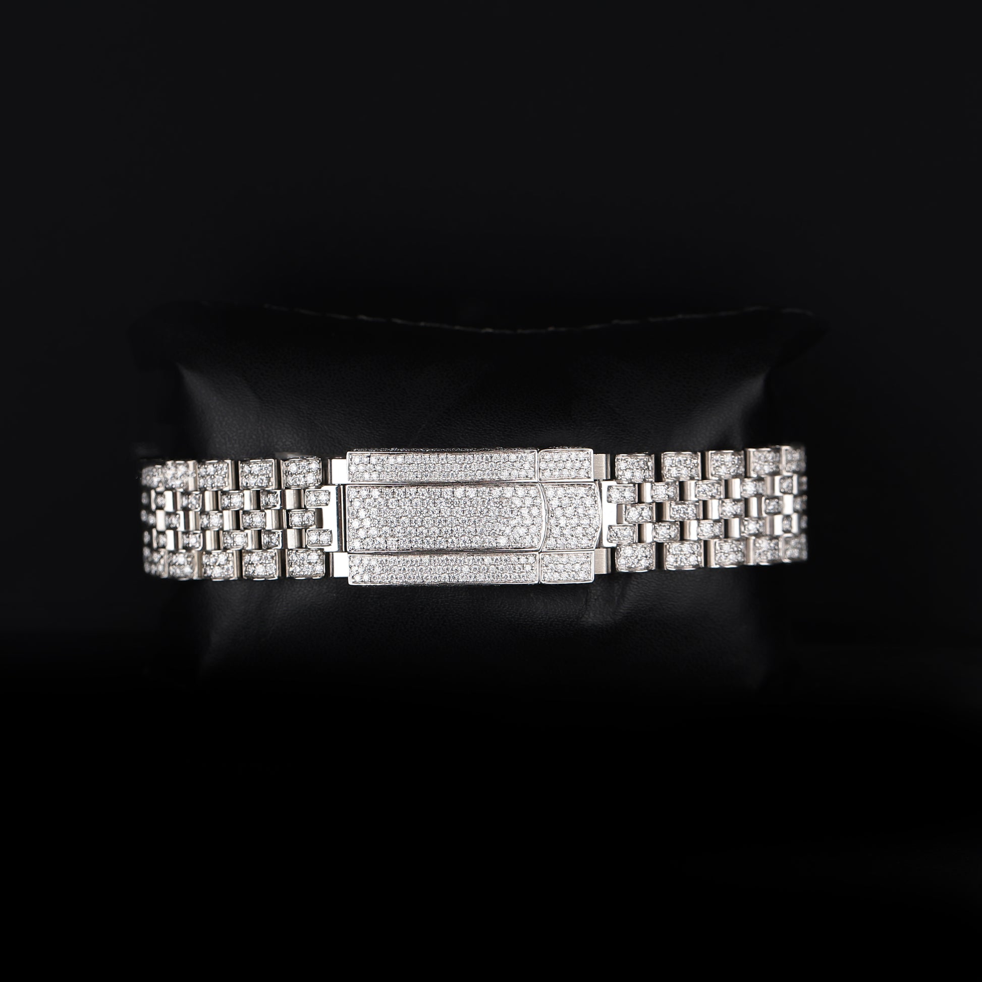 mens hip hop style iced out watch with roman numbers and strong shine finish