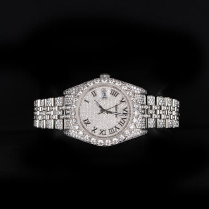 white diamond style wristwatch with iced bezel and premium finish