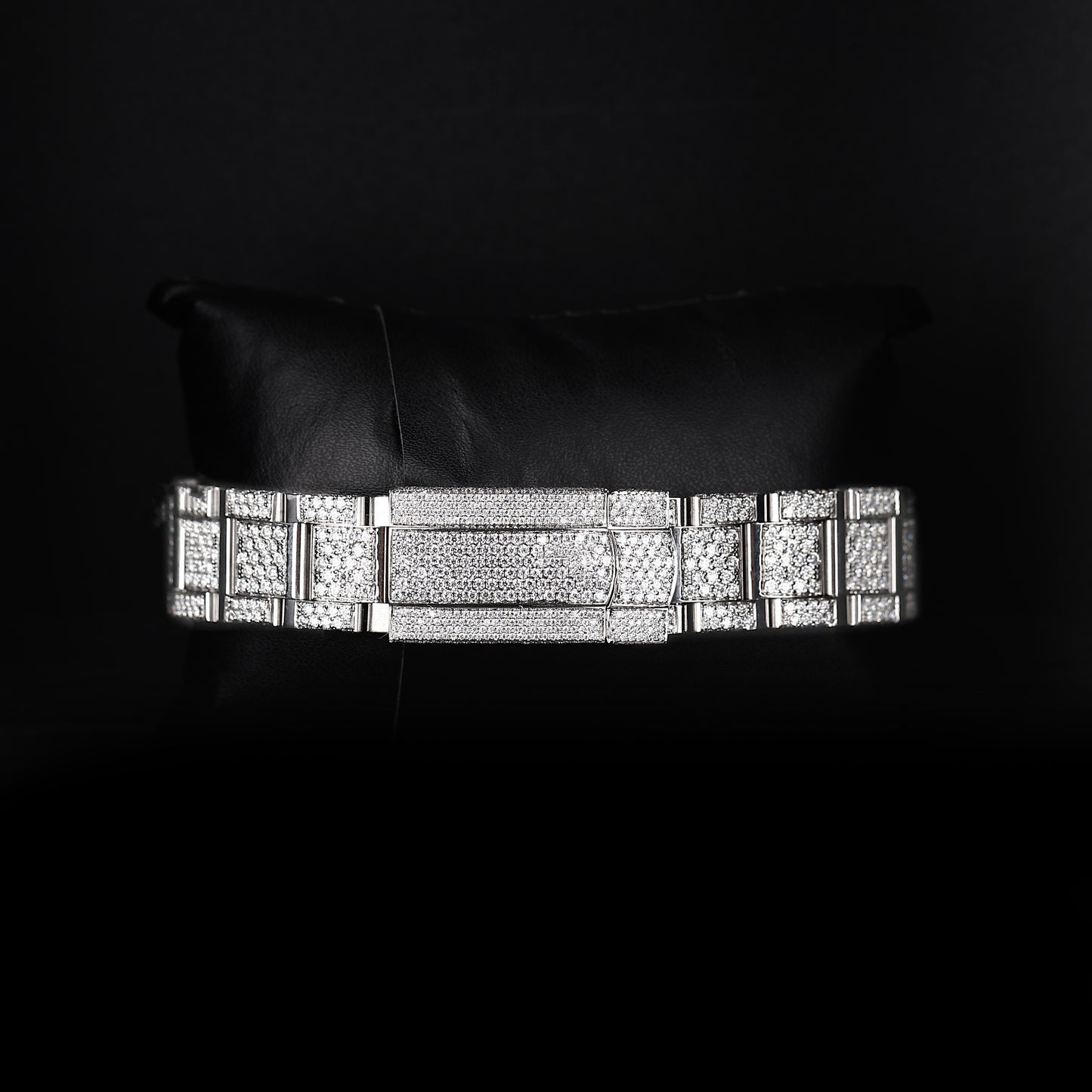 white diamond style wristwatch with iced bezel and premium finish