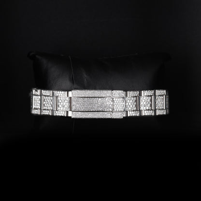 white diamond style wristwatch with iced bezel and premium finish