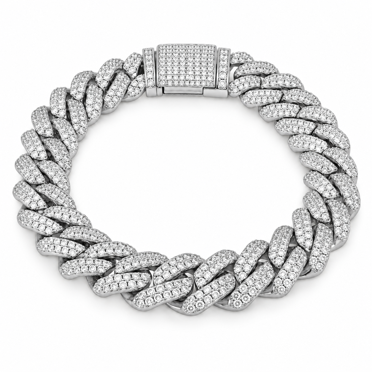 Two-Tone Pave Cuban Link Moissanite Bracelet