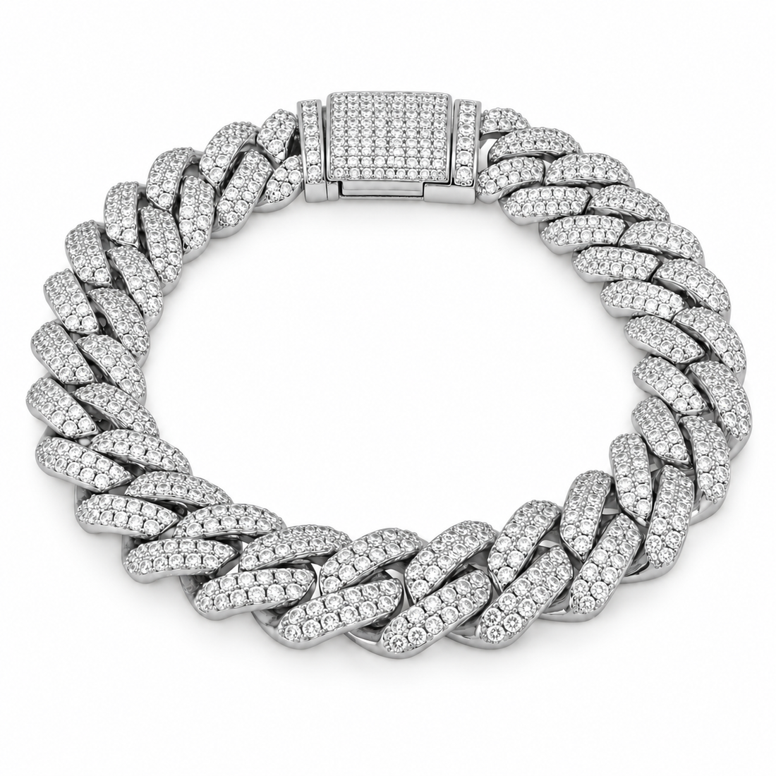 Two-Tone Pave Cuban Link Moissanite Bracelet
