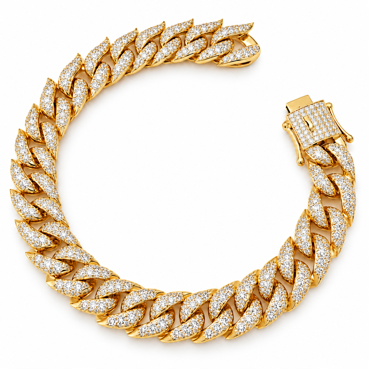 8MM Moissanite Spiked Cuban Link Bracelet with Box Clasp