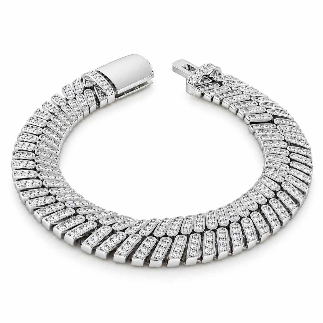 12mm Iced Herringbone Bracelet