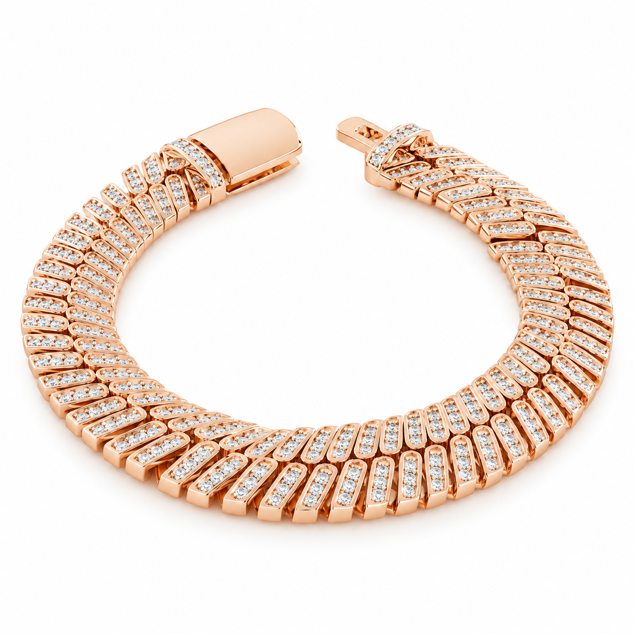 12mm Iced Herringbone Bracelet