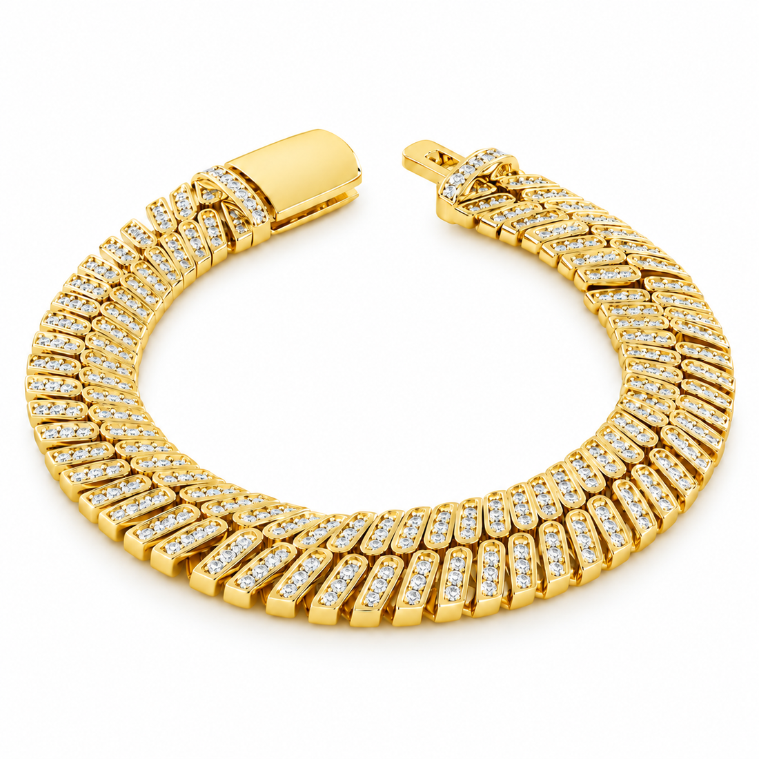 12mm Iced Herringbone Bracelet